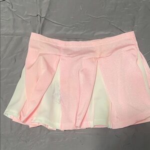 Stylish Pink and White Pleated Skirt